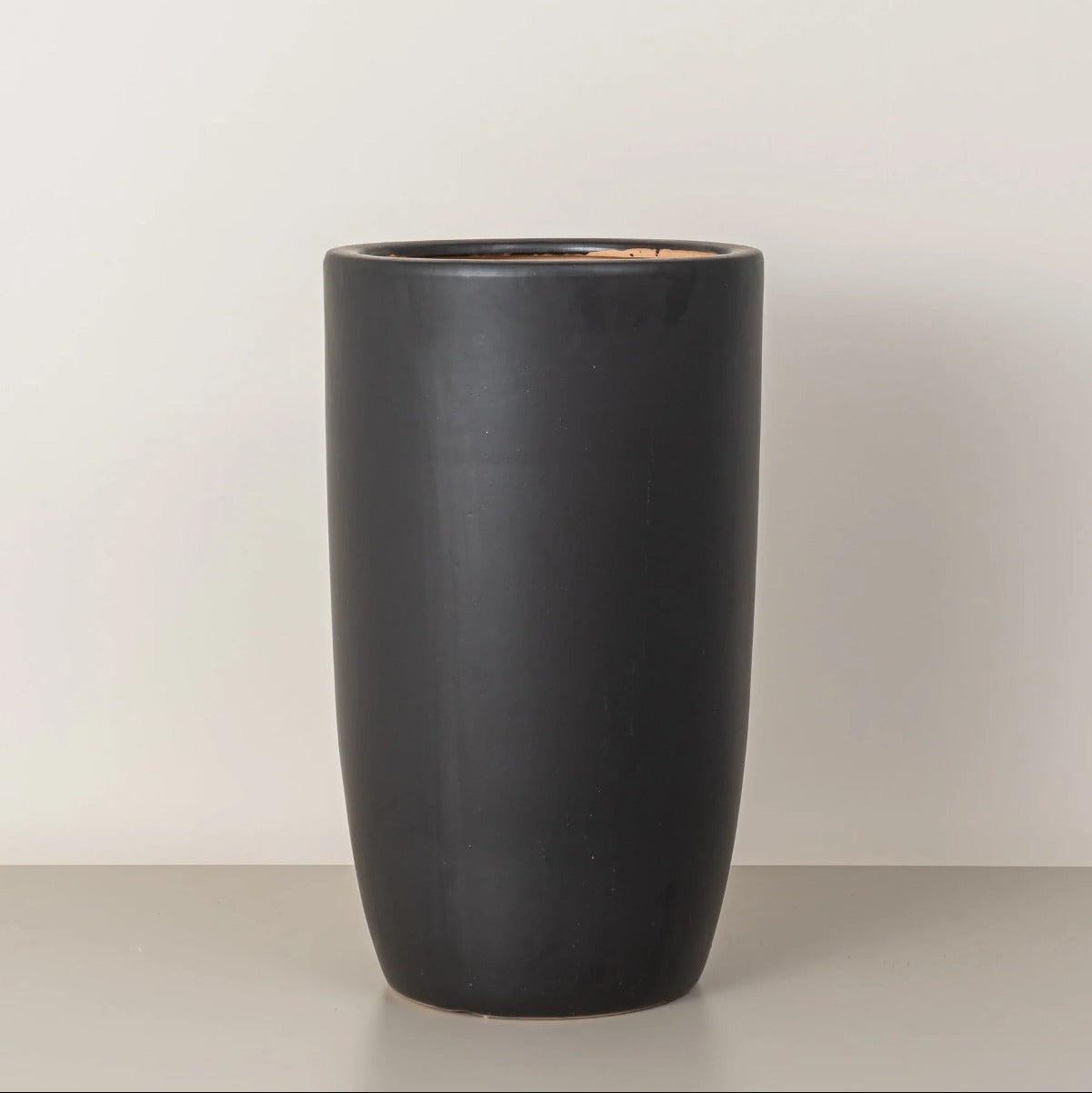 Tall Black Ceramic Planter